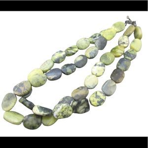 Vintage Sterling Double Strand Chunky Oval Fuchcite Necklace